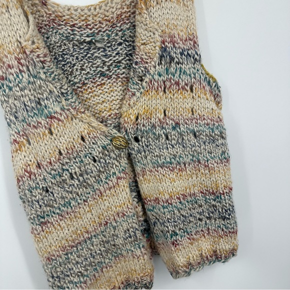 Handmade Sweater Vest Cardigan Size Medium Hoho Western Cottage Fall Cozy Knit - Picture 3 of 8